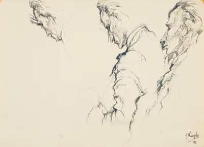 Man i profil (tre studier) av Jules De Bruycker