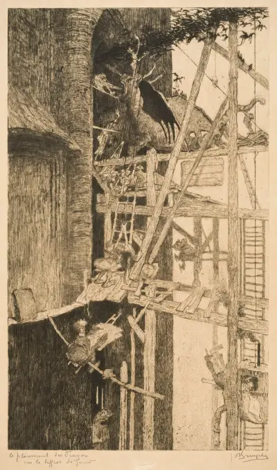 Placing the Dragon atop the Ghent Belfry von Jules De Bruycker