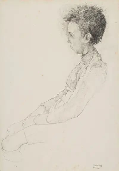Sittande pojke av Jules De Bruycker