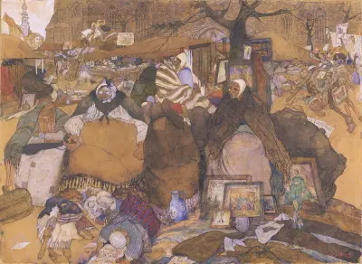 Sellers at the Old Market in Ghent av Jules De Bruycker