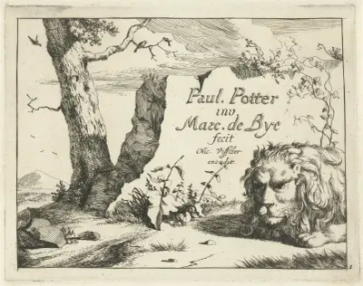 Liegender Löwe bei einem Baum von Marcus de Bye