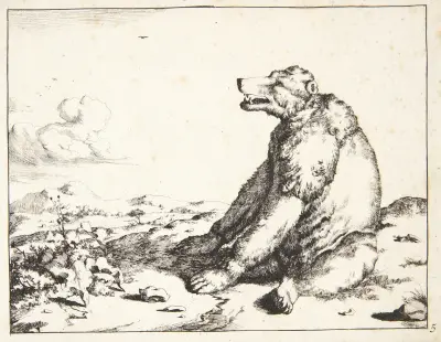Sitzender Bär, nach links gewandt von Marcus de Bye