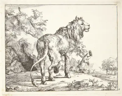 Stående løve, set bagfra, 1664 – nr 1 av Marcus de Bye