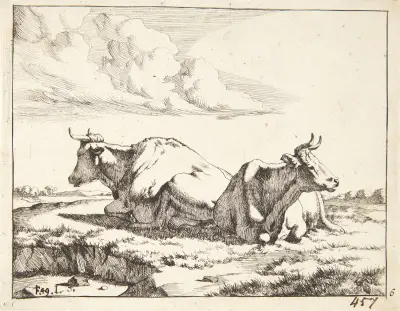 Zwei liegende Kühe von Marcus de Bye