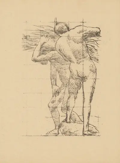 Akademisk studie, två nakna män sedda bakifrån och i profil av Pierre Puvis de Chavannes