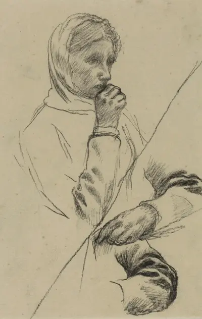 Kvinnobyst och två studier av höger arm av Pierre Puvis de Chavannes