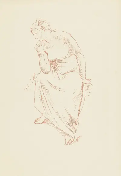 Studie av en sittande halvt draperad kvinna av Pierre Puvis de Chavannes