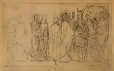 Skiss för den sista, aldrig utförda kompositionen i Panthéon av Pierre Puvis de Chavannes