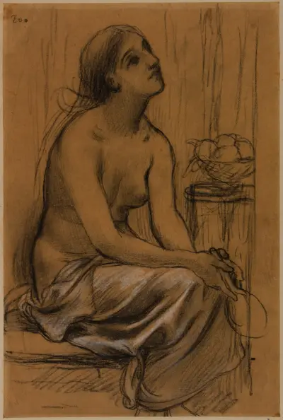 Studie för målningen 'Kvinna vid sin toilette' av Pierre Puvis de Chavannes