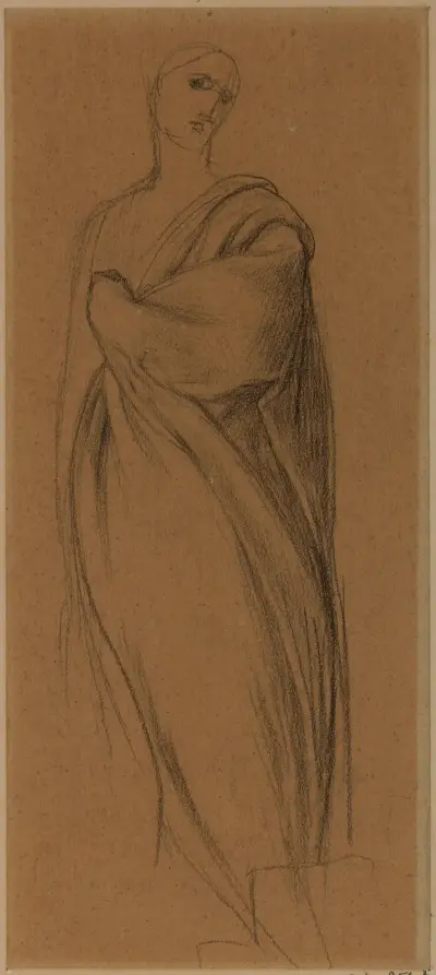 Draperad kvinna, stående, framifrån av Pierre Puvis de Chavannes