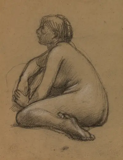 Sittande naken kvinna av Pierre Puvis de Chavannes