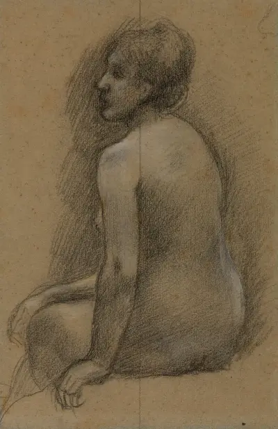 Sittande naken kvinna sedd från ryggen av Pierre Puvis de Chavannes