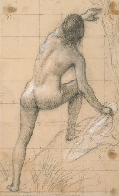 Figure nue de dos, bras gauche tendu vers le haut von Pierre Puvis de Chavannes