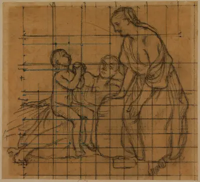 Grupp bestående av två kvinnor och ett barn av Pierre Puvis de Chavannes