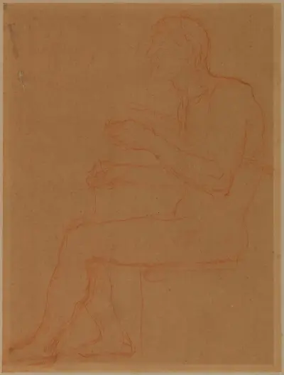 Sittande man, profil mot vänster av Pierre Puvis de Chavannes