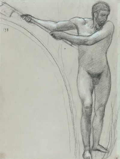 Stående man svingande en yxa av Pierre Puvis de Chavannes