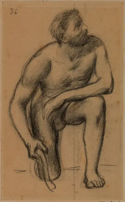 Man, höger knä på marken av Pierre Puvis de Chavannes