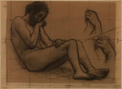 Man, halvt liggande av Pierre Puvis de Chavannes