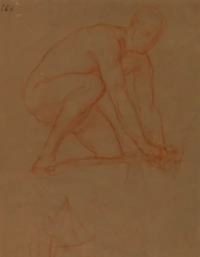 Sittande man och skiss av en rödspätta av Pierre Puvis de Chavannes