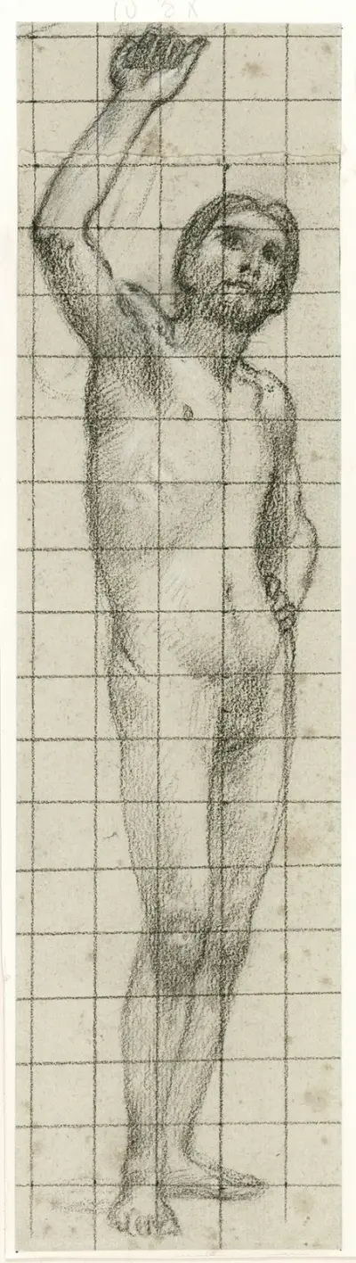 Homme nu de face, bras droit levé von Pierre Puvis de Chavannes