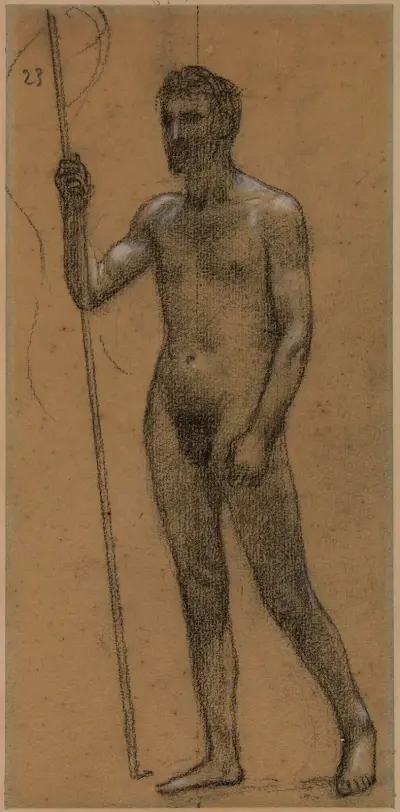 Man sedd framifrån med en stav av Pierre Puvis de Chavannes