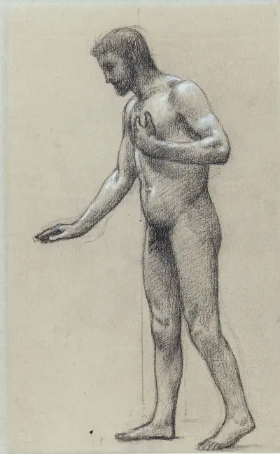 Man i profil till vänster, stående av Pierre Puvis de Chavannes