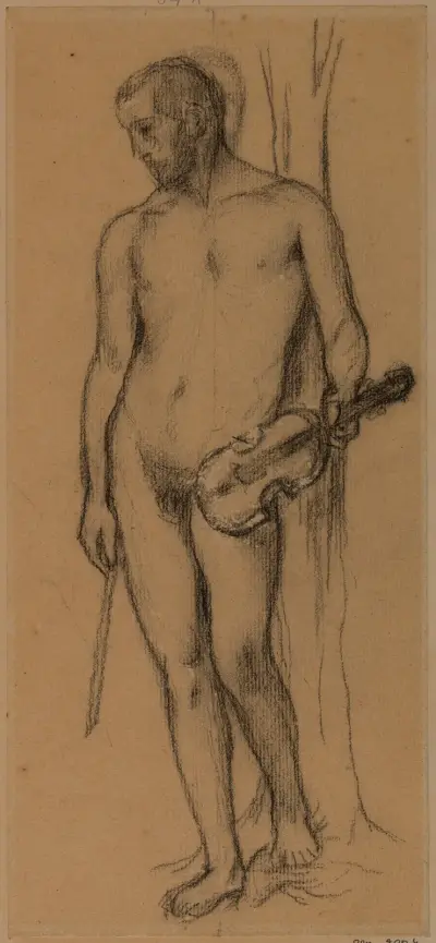 Man med violin och stråke av Pierre Puvis de Chavannes