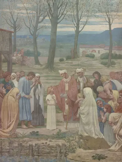 La Rencontre de sainte Geneviève et de saint Germain av Pierre Puvis de Chavannes