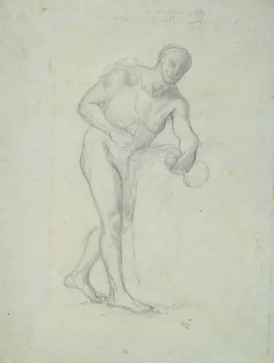 Naken figur med flaska av Pierre Puvis de Chavannes