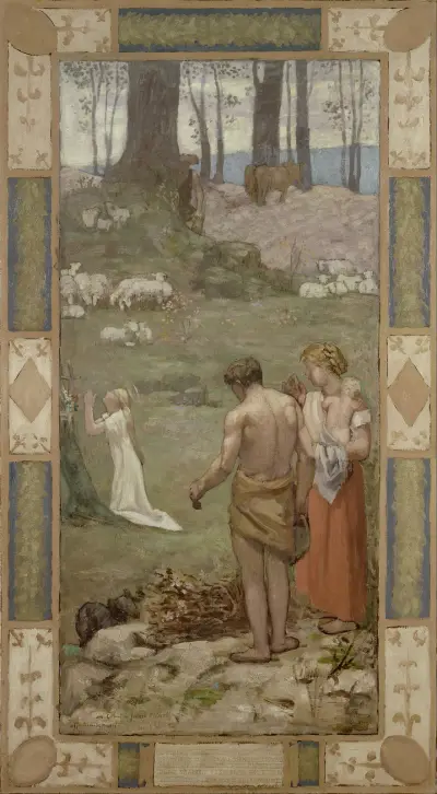 Sankta Genoveva som barn i bön av Pierre Puvis de Chavannes