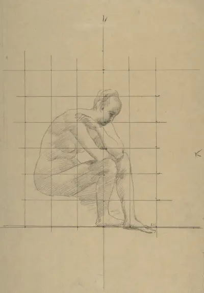Sittande figur; studie till ”En vision av antiken” av Pierre Puvis de Chavannes