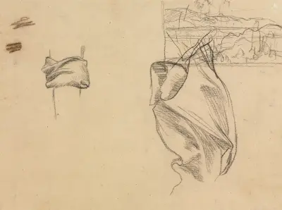 Studies of Drapery and Study of a Landscape (verso) av Pierre Puvis de Chavannes