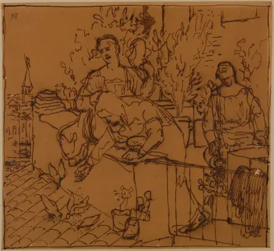 Tre kvinnor på en terrass av Pierre Puvis de Chavannes