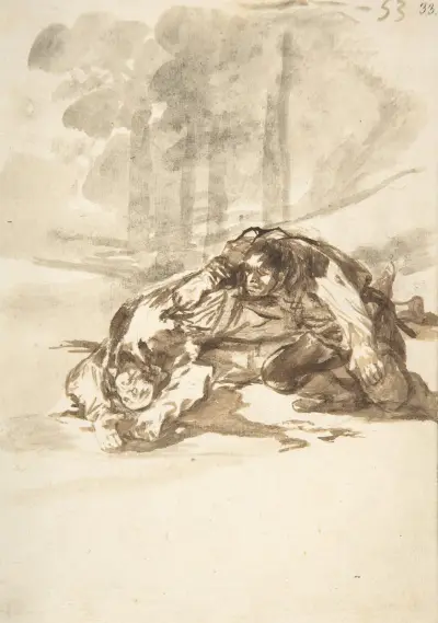 A man stabbing another av Francisco de Goya