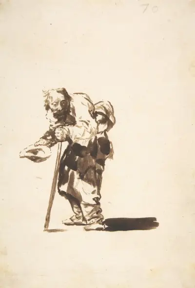 Beggar with a staff in his left hand av Francisco de Goya