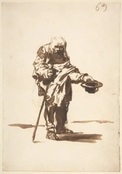 Beggar with a staff in his right hand av Francisco de Goya