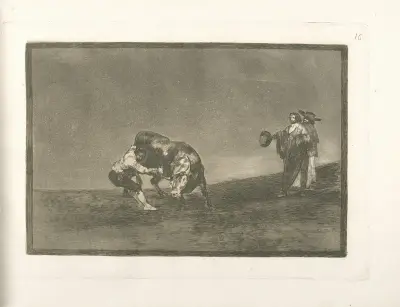 El mismo vuelca un toro en la plaza de Madrid av Francisco de Goya