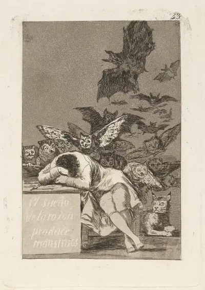 El sueño de la razon produce monstruos. (The sleep of reason produces monsters.) av Francisco de Goya