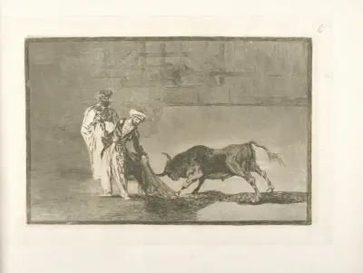 Los moros hacen otro capeo en plaza con su albornoz av Francisco de Goya