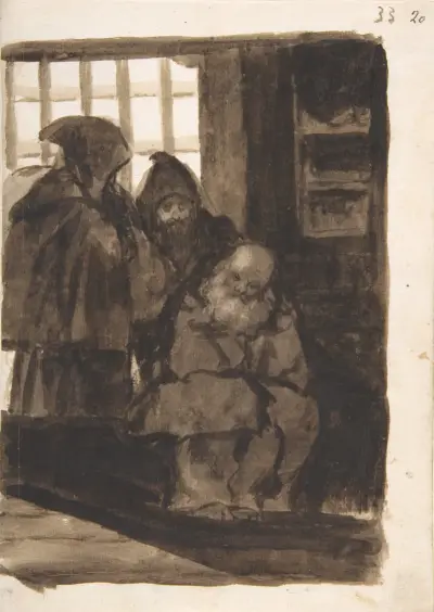 Monks in an interior av Francisco de Goya