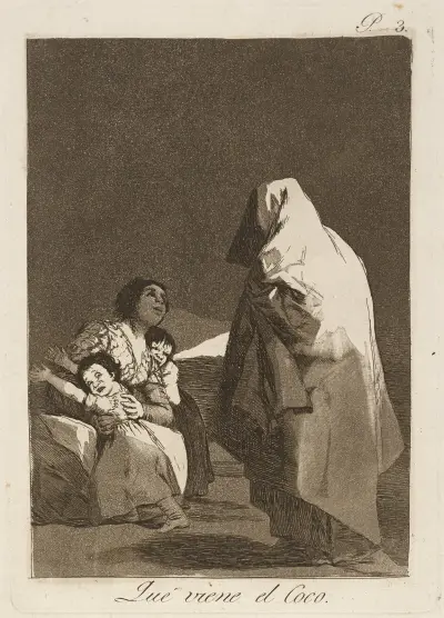 Que viene el Coco. (Here comes the bogey-man.) av Francisco de Goya