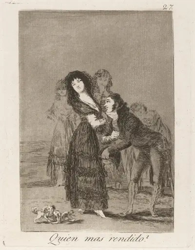 Quien mas rendido (Which of them is the more overcome) av Francisco de Goya