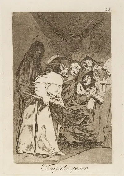 Tragala perro. (Swallow it, dog.) av Francisco de Goya