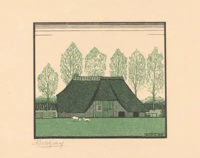 Farmhouse with thatched roof av Julie de Graag