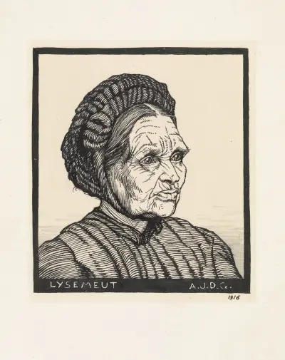 Portrait of a Laren farmer’s wife named Lysemeut av Julie de Graag