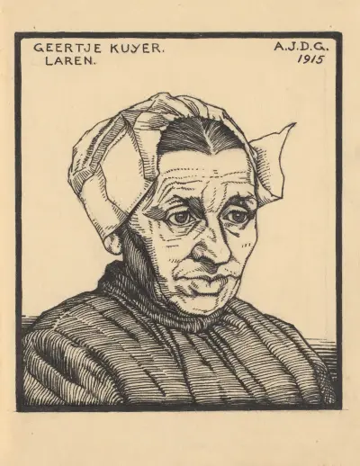 Porträtt av Geertje Kuyer, Laren av Julie de Graag