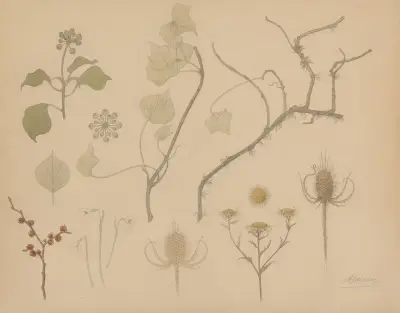 Studies of twigs, flowers and thistles av Julie de Graag