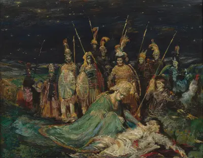 Alexandre pleurant Darius av Henry de Groux