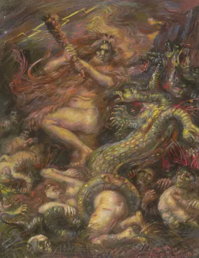 Hercules och Hydran av Henry de Groux
