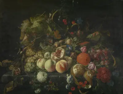 Still Life with Flowers and Fruit, 1670 av Cornelis de Heem